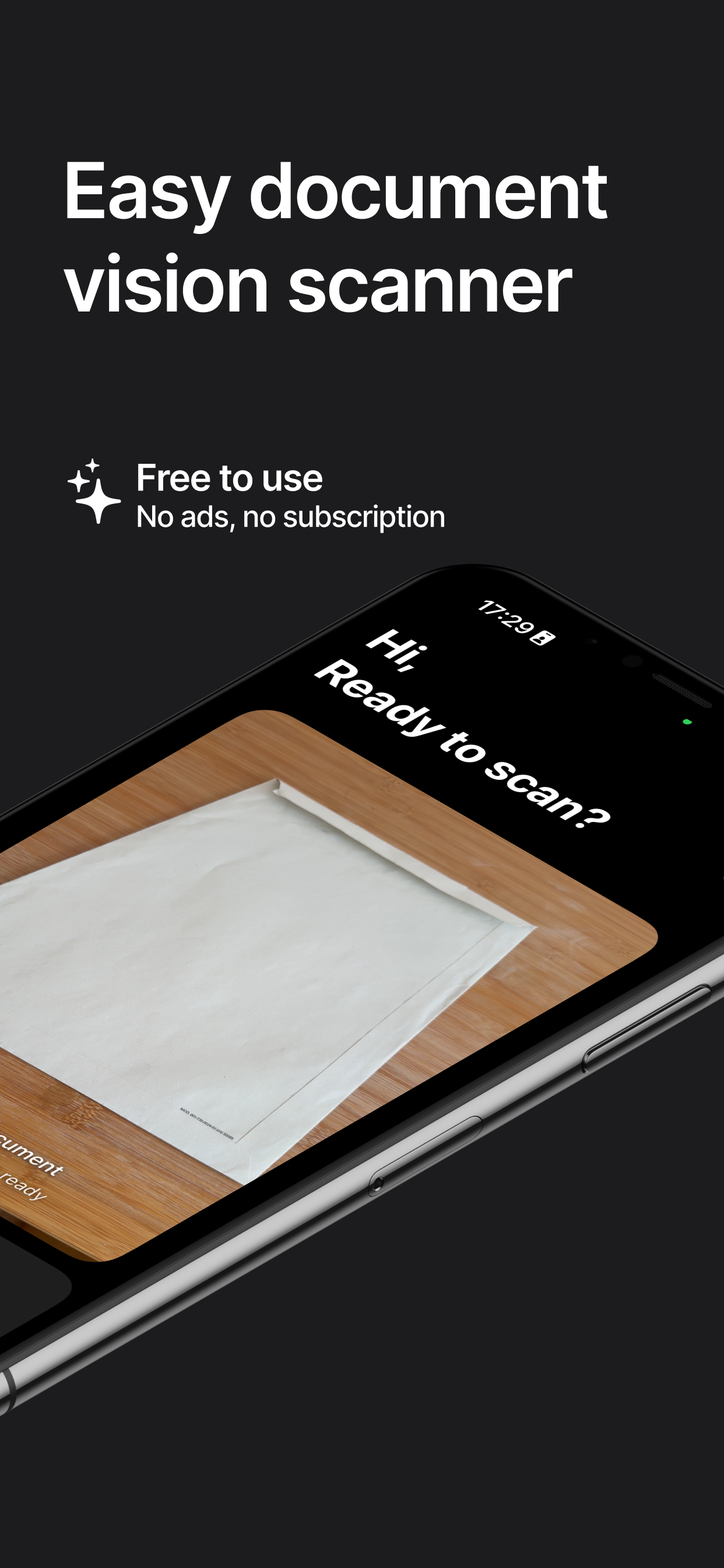 Easy document scanning interface
